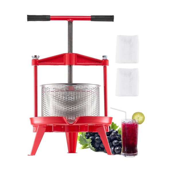 Frugtvinpresse, Manuel Presse til Vinfremstilling, 2,38 Gal/9L, Rustfrit Stål