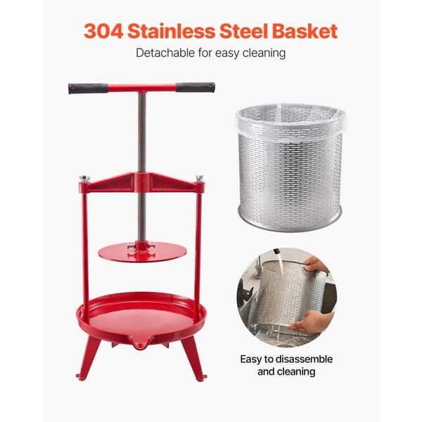 Frugtvinpresse, Manuel Presse til Vinfremstilling, 3,69 Gal/14L, Rustfrit Stål