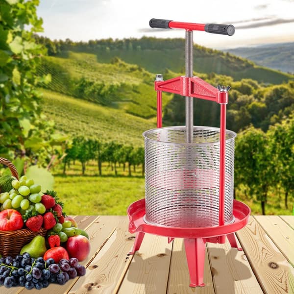 Frugtvinpresse, Manuel Presse til Vinfremstilling, 3,69 Gal/14L, Rustfrit Stål