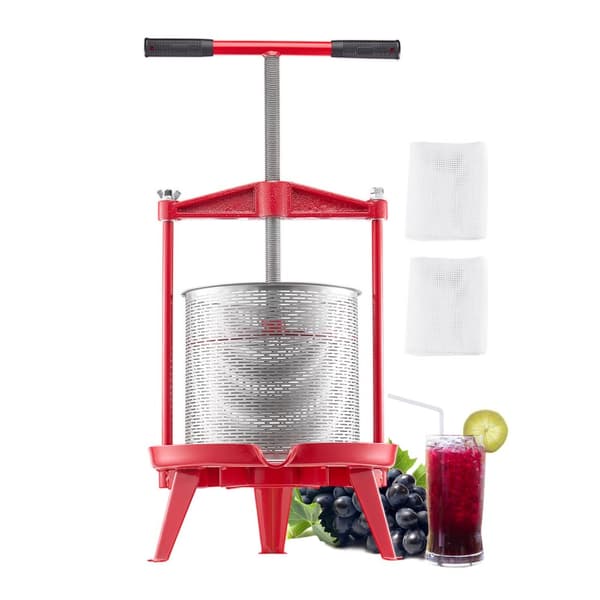 Frugtvinpresse, Manuel Presse til Vinfremstilling, 3,69 Gal/14L, Rustfrit Stål