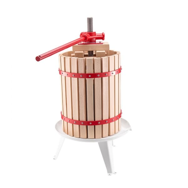 Fruktvinpress Manuell, 4,75 Gal/18L Träkorg, Idealisk för Vintillverkning