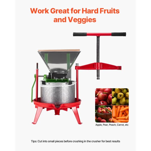 Äppel- och fruktkross, Vincidertillverkning modell 1,8 Gal/7L, Rostfritt stål, Hög Kvalitet