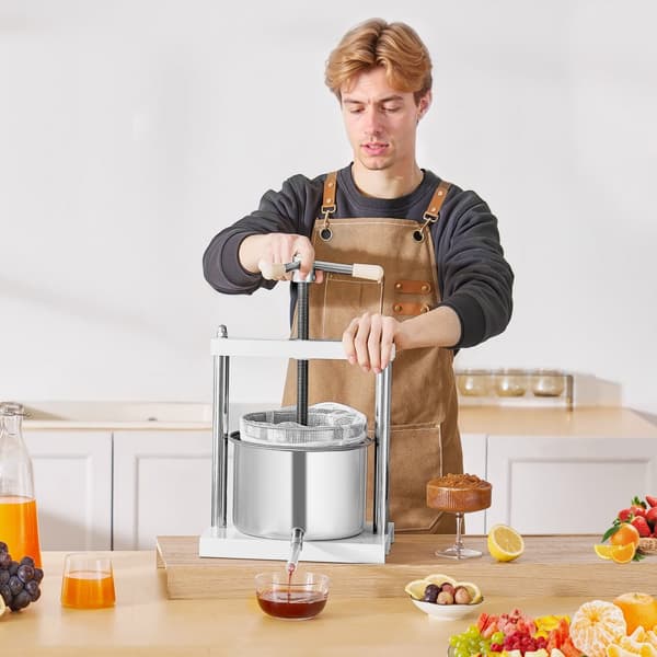 Manuel Frugtvinpresse, 1,45 Gal/5L Model, Rustfrit Stål til Vinfremstilling