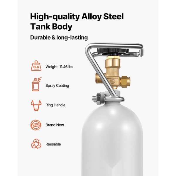 CO2-Tank 4,41 lbs, Aluminiumslegeringscylinder, DIN477-Ventil, TUV-Godkendt
