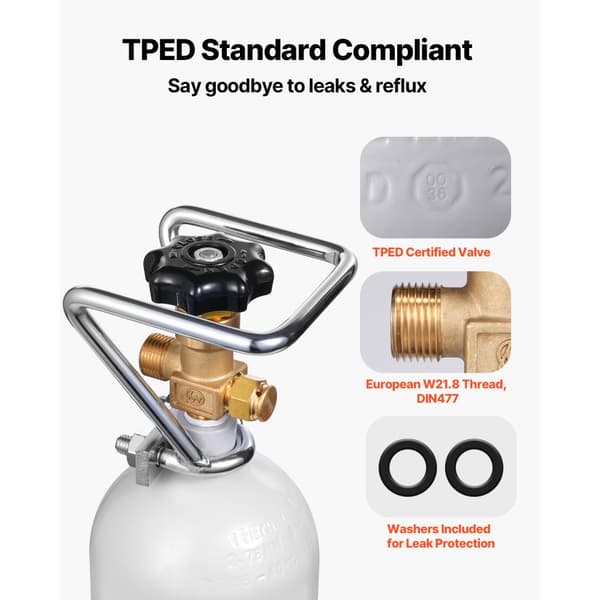 CO2-Tank 4,41 lbs, Aluminiumslegeringscylinder, DIN477-Ventil, TUV-Godkendt