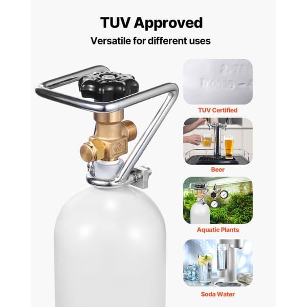 CO2-Tank 4,41 lbs, Aluminiumslegeringscylinder, DIN477-Ventil, TUV-Godkendt