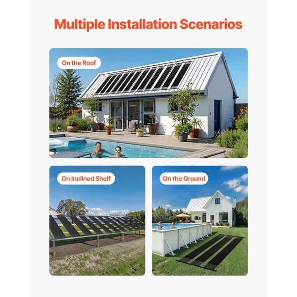 Solvarmer til pool, 4x10 fod overjordisk, Poolvarmesystem med 4 paneler, energibesparende, miljøvenlig