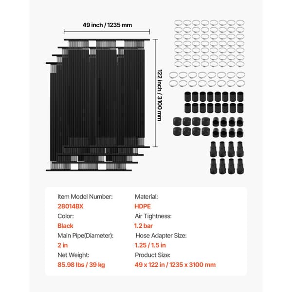 Solvarmer til pool, 4x10 fod overjordisk, Poolvarmesystem med 4 paneler, energibesparende, miljøvenlig