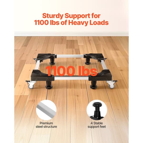 Mobil køleskabsbase, Møbeldolly, 1100 lb kapacitet, justerbar 27,5-35,4 tommer