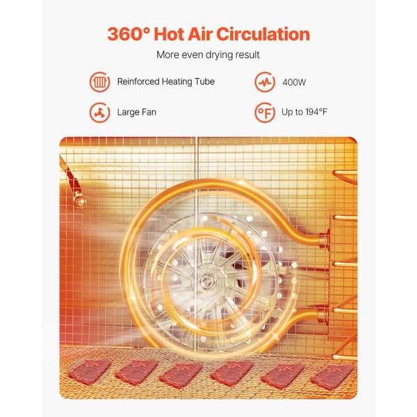 8-bakke Mad Dehydrator, Rustfrit Stål 400W, Jerky og Frugt Tørringsmaskine