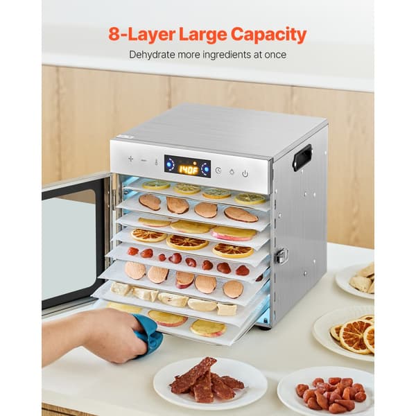 8-bakke Mad Dehydrator, Rustfrit Stål 400W, Jerky og Frugt Tørringsmaskine
