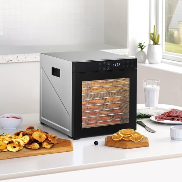 Mad Dehydrator Maskine, 10 Bakker, Rustfrit Stål, 1000W, Jerky Frugt Tørring