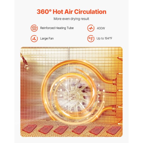 6 Bakker Mad Dehydrator Maskine, Rustfrit Stål 400W, Jerky Frugt Tørring Egenskaber