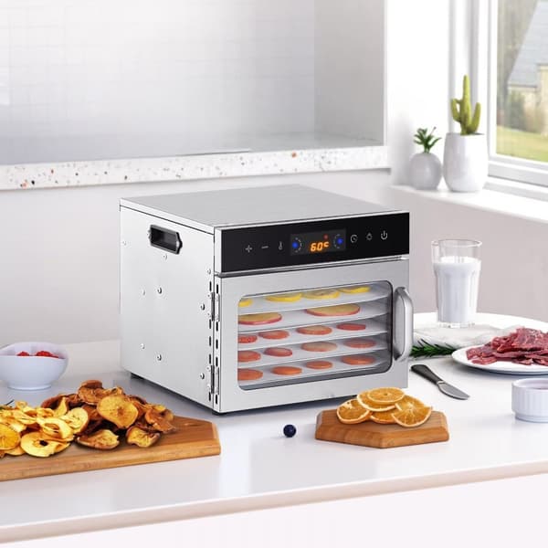 6 Bakker Mad Dehydrator Maskine, Rustfrit Stål 400W, Jerky Frugt Tørring Egenskaber