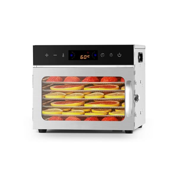 6 Bakker Mad Dehydrator Maskine, Rustfrit Stål 400W, Jerky Frugt Tørring Egenskaber