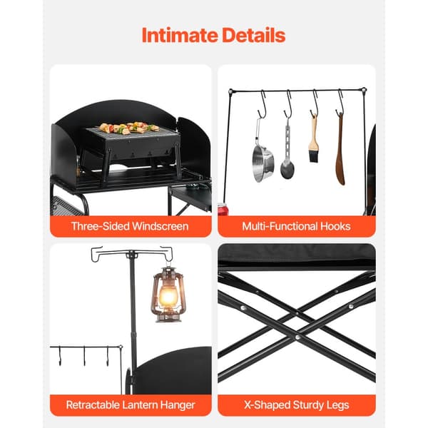 Bærbart Camping Køkkenbord, Udendørs Cook Station, Aluminium, Let og Robust, Fjernbar Opbevaringsrum