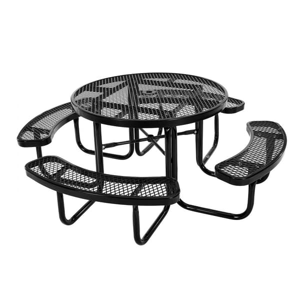 Picnic Bord, Vejrbestandigt Stål Terrasse Spisestue Møbelsæt, Udendørs Robust Møbeldesign