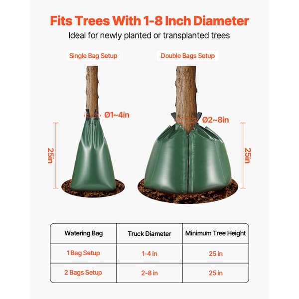 Kastelupussi Tree, 3-Pack, 20 Gallonaa Hitaasti Vapauttava Puiden Kastelupussi, Kestävä