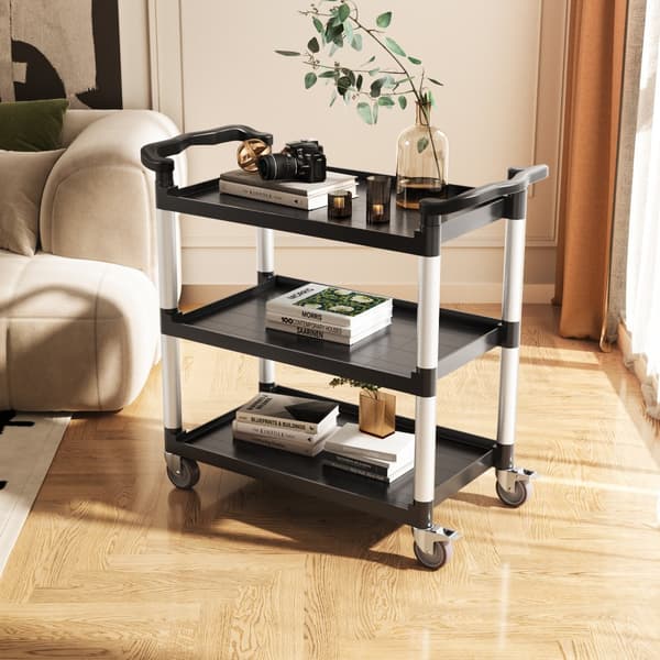 Raskas tehtävä Utility Cart, 500 lbs Kapasiteetti, 3-kerroksinen huoltokärry, pyörillä