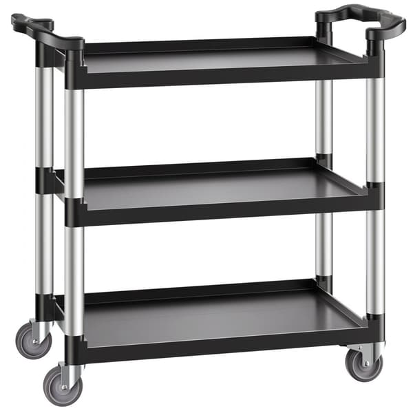 Raskas tehtävä Utility Cart, 500 lbs Kapasiteetti, 3-kerroksinen huoltokärry, pyörillä