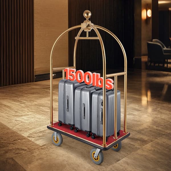 Hotelli Matkalaukkukärry 1500 LBS, Ruostumaton Teräs Bellman's Cart, Kaarevat Pystytuet