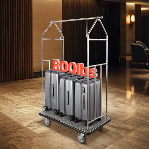 Hotellin Matkalaukkukärry 800 LBS, Bellman's Cart Malli, Harjattu Ruostumaton Teräs Viimeistely