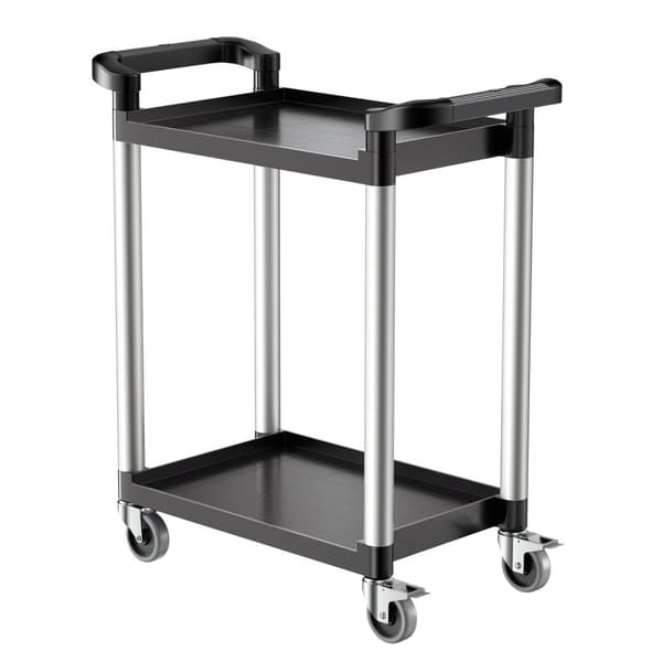 Robust arbejdsvogn, Utility Cart 300 lbs, 2-etagers servicevogn med hjul, høj kapacitet
