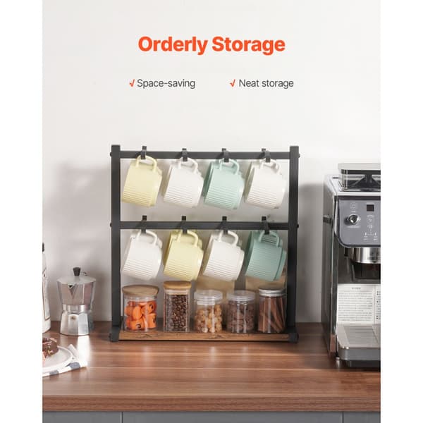 Kaffekrus holder, Bordplade 16-Kroger Kopstativ, Med Træ Opbevaringsbase