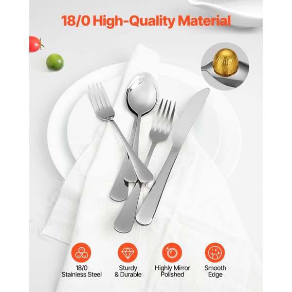 30-delars silverbestick set, Rostfritt stål, Servis för 6 personer, Långvarig & Tålig