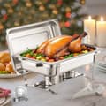 Miniatyrbillede 1 af 11: 8 Qt Gnidningsfad i Rustfrit Stål, 4-Pak Buffetsæt, Fuld Størrelse Rektangel Pande