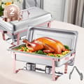 Miniatyrbild 9 av 11: 8 Qt rektangel skavskål 2-pack, bufféset fullstor panna, rostfritt stål