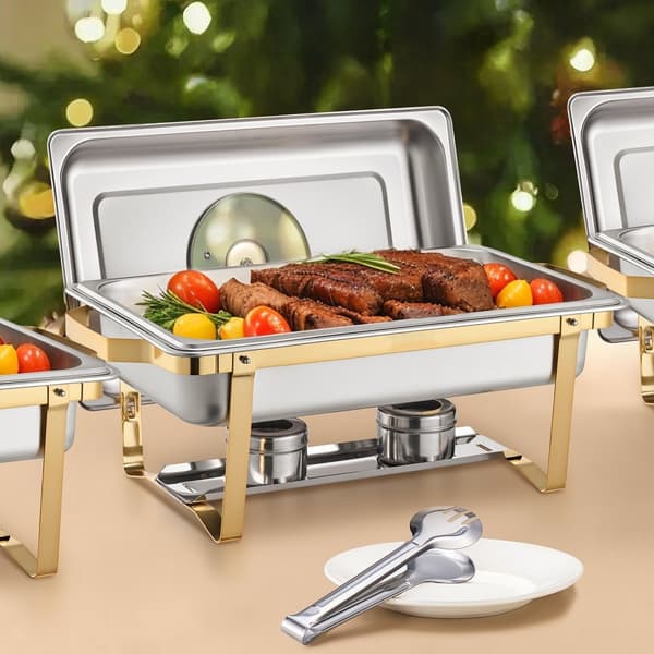 8 Qt 4 Pack Suorakulmainen Buffet-astia, Täysikokoinen, Ruostumaton Teräs, Hankauskestävä