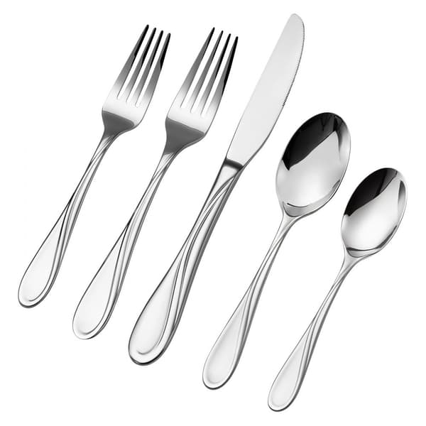 45-delars silverbestickset, rostfritt stål, service för 8 personer, lyxigt och hållbart design