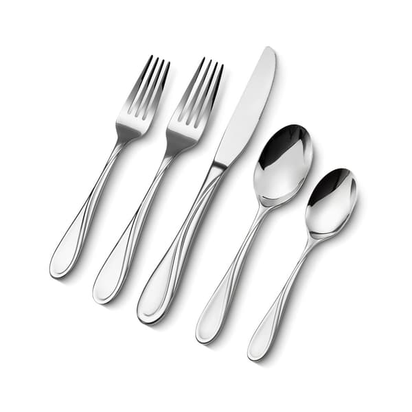 45-delars silverbestickset, rostfritt stål, service för 8 personer, lyxigt och hållbart design