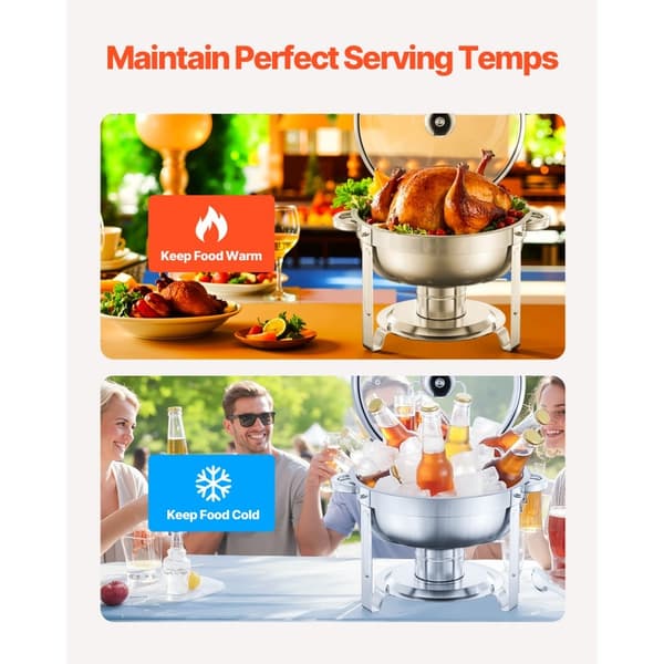 5 Qt Rundt Chafing Fad 4 Pak, Buffet Sæt Fuldstørrelse, Rustfrit Stål Pan