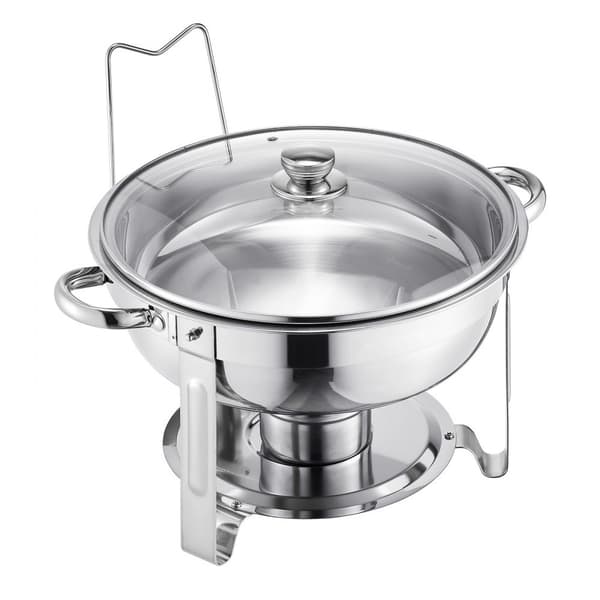 5 Qt Rundt Chafing Fad 4 Pak, Buffet Sæt Fuldstørrelse, Rustfrit Stål Pan