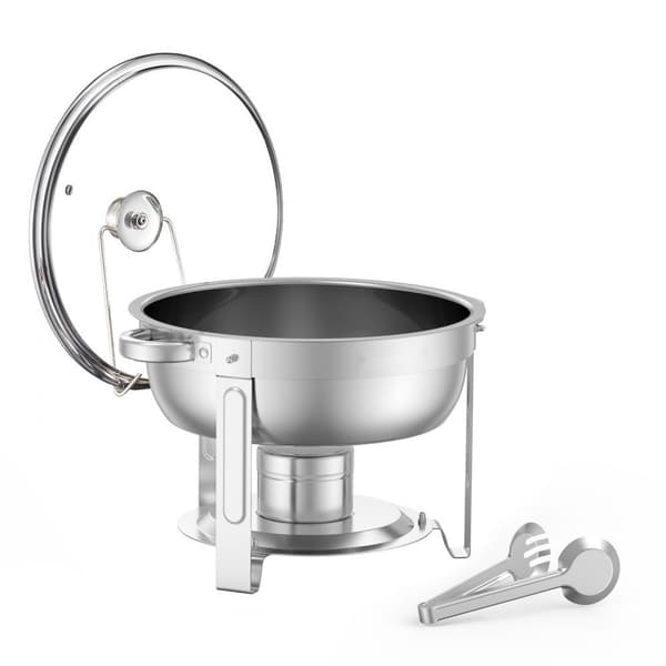5 Qt Rundt Chafing Fad 4 Pak, Buffet Sæt Fuldstørrelse, Rustfrit Stål Pan