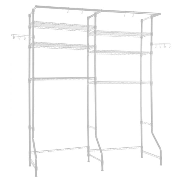 Pesukoneen ja Kuivausrummun Säilytyshylly, Kahden Rivin 6 Tasoa, Valkoinen, Tilaa Säästävä, Kestävä Design