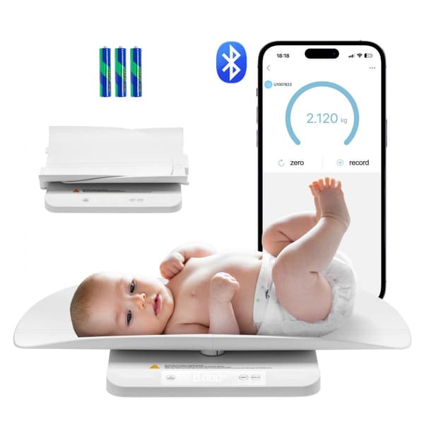 Smart Bluetooth Babyvåg, Digitalvåg för Spädbarnsvikt, med Hållfunktion