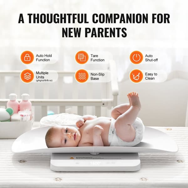 Spädbarnsvåg Babyvåg, med Hold & Tare-funktion, 5 Mätvärdesenheter, Maxkapacitet 66 LBS