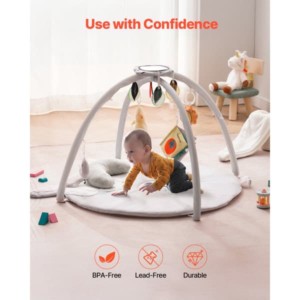 Baby Play Gym Matta, Tummy Time Aktivitetsmatta, 5 Sensoriska Leksaker, 99cm x 83cm