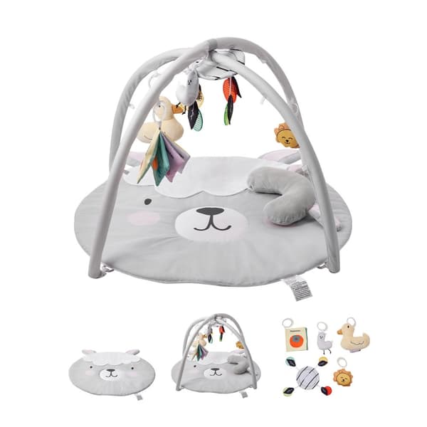 Baby Play Gym Matta, Tummy Time Aktivitetsmatta, 5 Sensoriska Leksaker, 99cm x 83cm