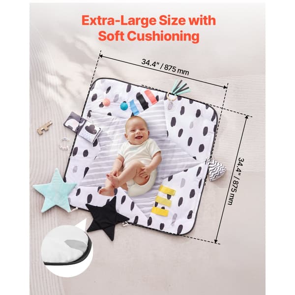 Vauvan leikkimatto, Tummy Time-aktiviteettimatto, 6 aistien lelulla, 87,4cm x 87,4cm