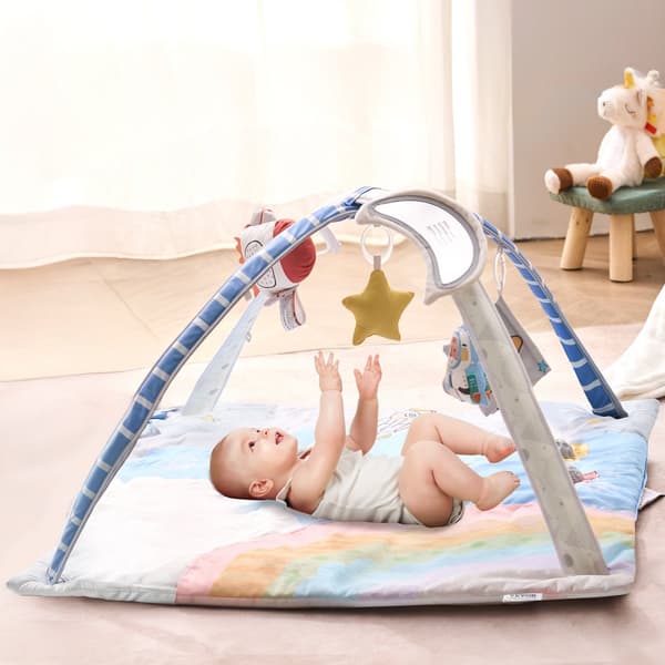 Baby Lege Gym Måtte, Mavetid Aktivitetsmåtte, 6 Sanselegetøj, 35,0 x 35,0