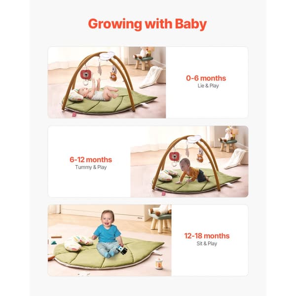 Babylegemåtte, Mavetid Aktivitetsmåtte, 109cm x 85cm, med 6 sansetøjsstykker