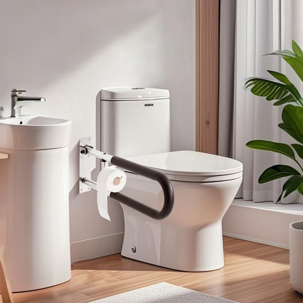 Foldetoilet Sikkerhedsskinne, 30 tommer, 300 lbs Bærekapacitet, Med Papirholder