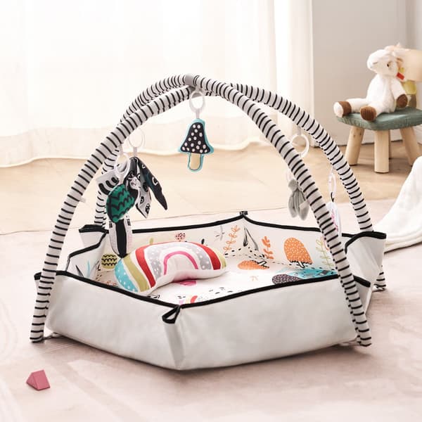 Vauvan Leikkimatto, Tummy Time Aktiviteettimatto, 6 Aistilelulla, 106 x 106 cm