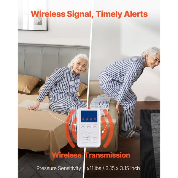 Tidlig Alarm Sengesystem, Trådløs Sensor Pad for Seng og Stol, med Personsøger