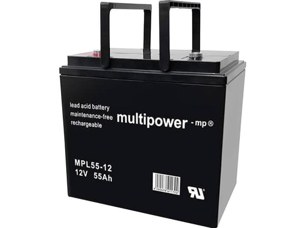 multipower MPL55-12I Blybatteri 12 V 55 Ah Blyfleece (B x H x T) 226 x 214 x 135 mm M6 skruetilslutning Vedligeholdelsesfri, Lav selvafladning