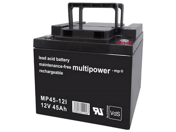 multipower MP45-12I Blybatteri 12 V 45 Ah Blyfleece (B x H x T) 199 x 171 x 166 mm M6 skruetilslutning Vedligeholdelsesfri, Lav selvafladning, VDS-ce